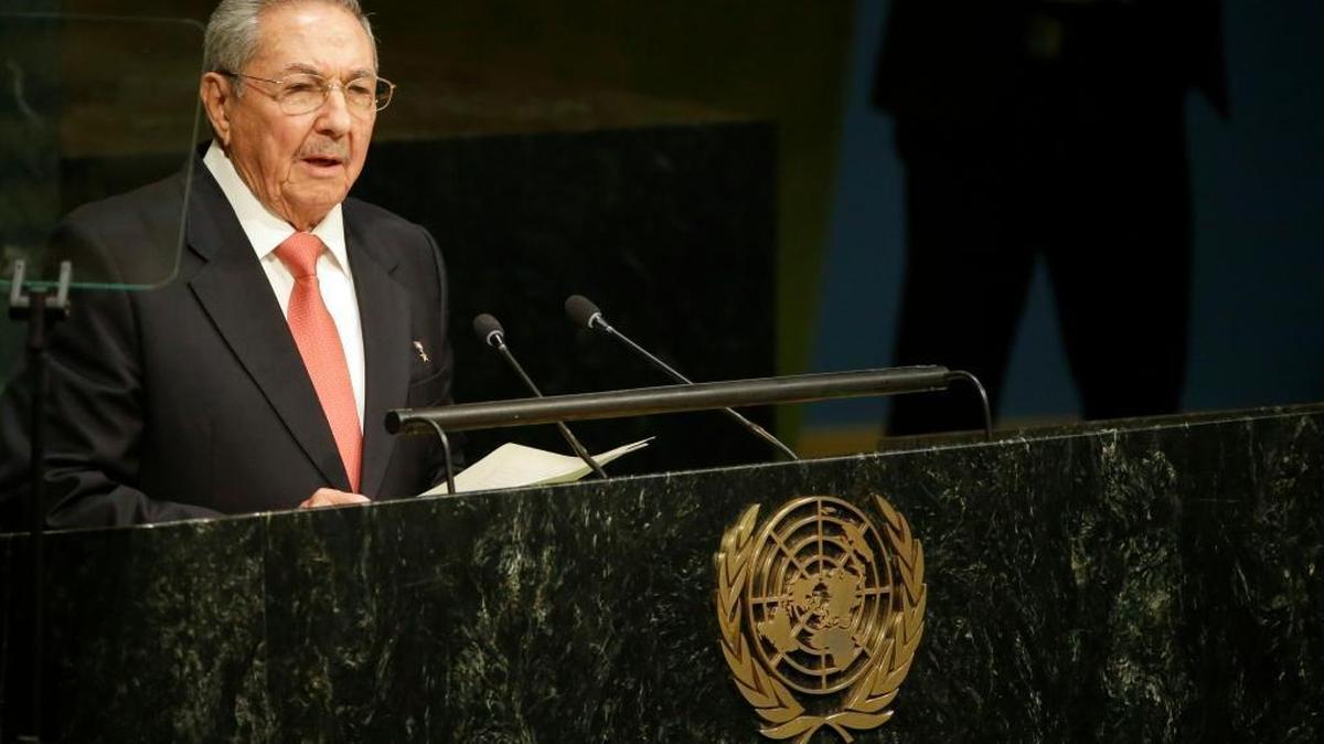 
Cuba's leader Raul Castro addresses the Sustainable Development Summit 2015, Saturday, Sept. 26, 2015 at United Nations headquarters.
