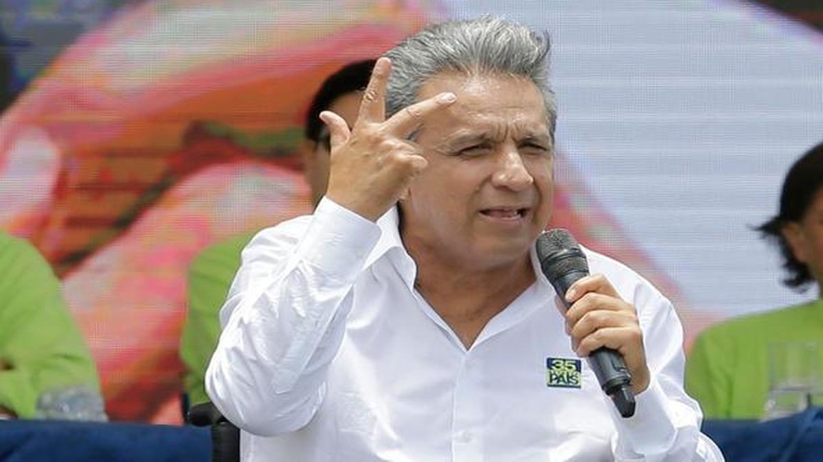 Lenin Moreno, a human rights activist and a former vice president, speaks at a rally where he was tapped as Ecuador's ruling party presidential candidate, in Quito, Ecuador, Saturday, Oct. 1, 2016. The elections for president and legislators are scheduled for Feb. 19, 2017.