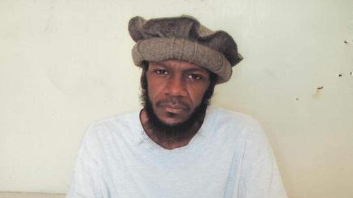 
Ths Guantánamo prison photo of Saudi Mustafa al Hawsawi, accused of helping the 
9/11 hijackers with funds and travel, turned up on Middle Eastern websites. He is seen sitting on a prayer rug and posing for the International Committee of the Red Cross in prison-approved images taken for family members.
