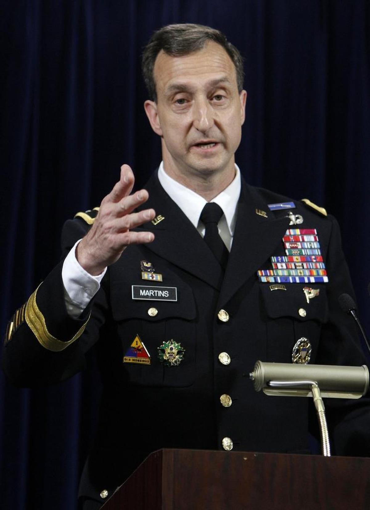 Brig. Gen. Mark Martins, the chief prosecutor for war crimes, at a May 6, 2012 news conference at Camp Justice, the U.S. Navy base at Guantánamo Bay, Cuba.