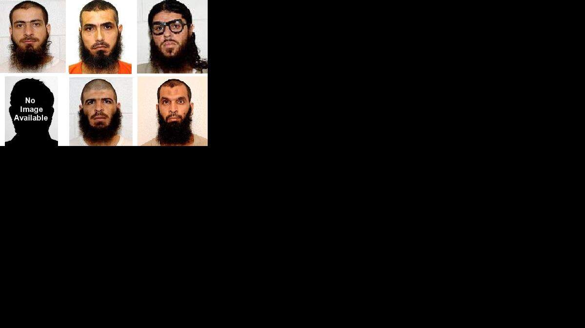 
Five of the six men chosen for resettlement in Uruguay had prison camp photos on their U.S. military dossiers provided to McClatchy Newspapers by the anti-secrecy WikiLeaks group. They are from top left: Syrian Ahmed Adnan Ahjam, 37; Syrian Abu Wa'el Dhiab, 43; Syrian Abdelhadi Faraj, born in either 1975 or 1981, according to Guantánamo records. On the bottom: Tunisian Adel Bin Mohammed Ouerghi, 49; Syrian Ali Hussein al Shaaban, 32; Palestinian Mohammed Taha Matan, born in 1975 in the West Bank.
