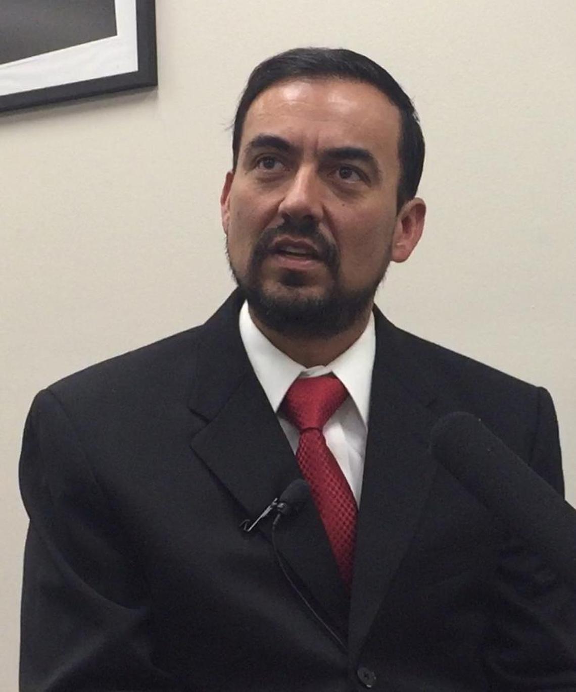 Attorney Walter Ruiz describes being underwhelmed by his inspection of Camp 7, Guantánamo’s secret prison for former CIA captives, in a news briefing at Camp Justice on Sunday, Dec. 3, 2017. This photo was approved for release by a soldier at Camp Justice.