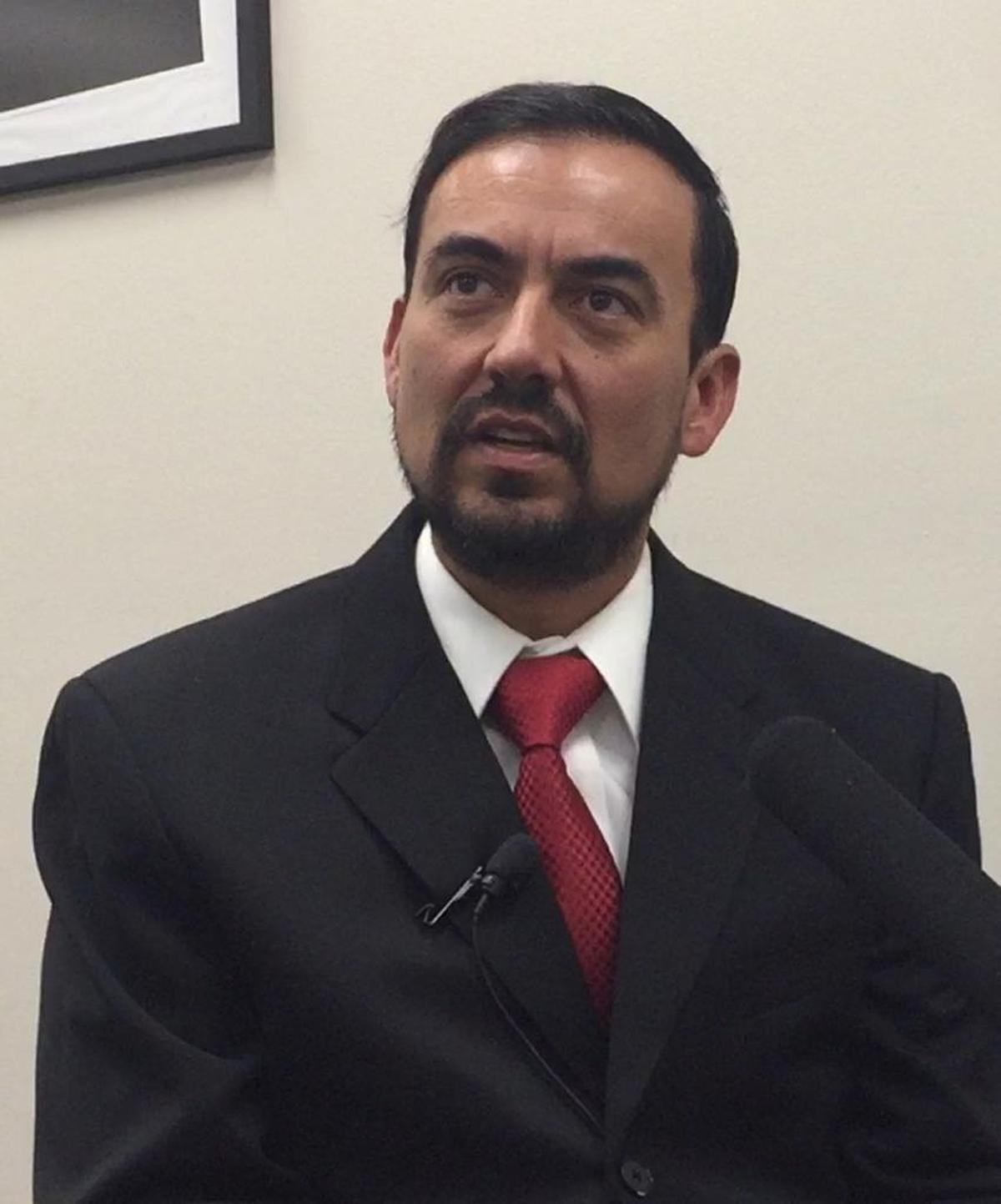 Attorney Walter Ruiz describes being underwhelmed by his inspection of Camp 7, Guantánamo’s secret prison for former CIA captives, in a news briefing at Camp Justice on Sunday, Dec. 3, 2017. This photo was approved for release by a soldier at Camp Justice.