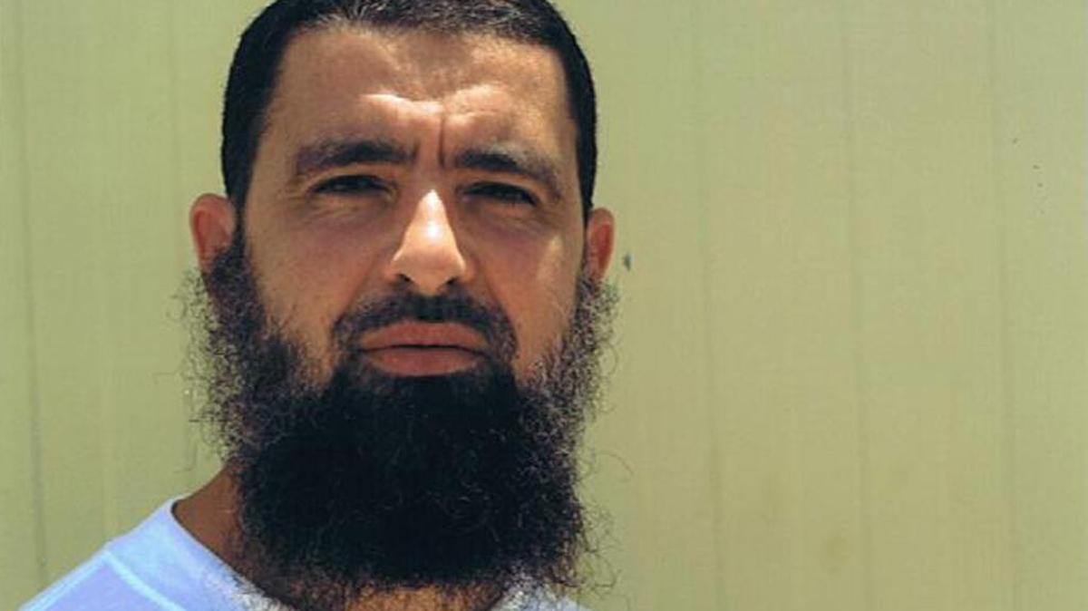 
Algerian Djamel Ameziane, an ethnic Berber posing for the International Committee of the Red Cross before his release from Guantánamo. 

