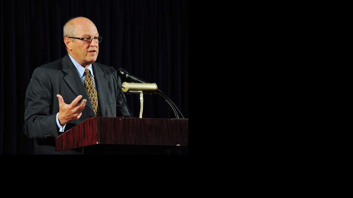 
Richard Kammen, the lead defense attorney for Abd al Rahim al Nashiri, fields questions during a press conference at the U.S. Navy base at Guantánamo Bay, Cuba, on April 12, 2012.


