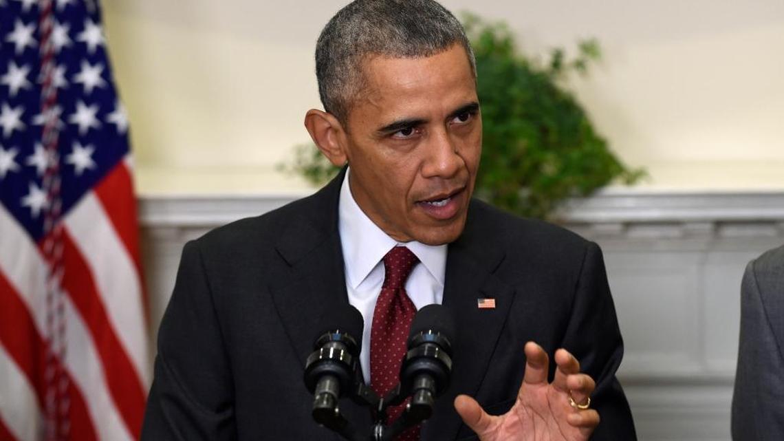 President Barack Obama speaks in the Roosevelt Room of the White House in Washington, Wednesday, Nov. 25, 2015, to brief the public on the nation's homeland security posture heading into the holiday season, following meeting with his national security team.