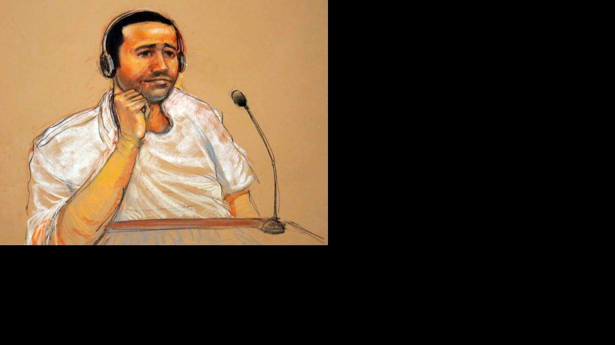 
Saudi Abd al Rahim al Nashiri during his military commissions arraignment at the Guantánamo Nov. 9, 2011.
