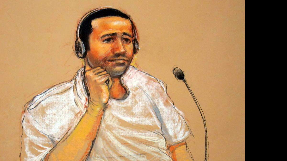 
Saudi Abd al Rahim al Nashiri during his military commissions arraignment at the Guantánamo Nov. 9, 2011.
