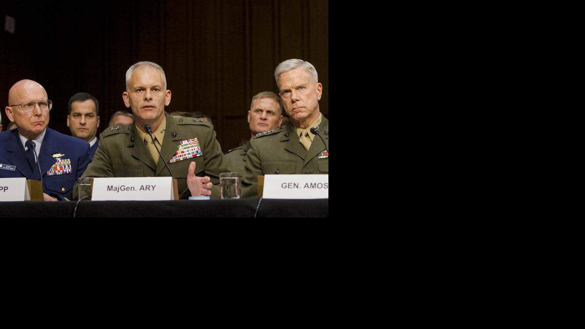 
Staff Judge Advocate to the Commandant of the Marine Corps Maj. Gen. Vaughn A. Ary testifies before the U.S. Senate Arms Services Committee, on Capitol Hill, in Washington D.C., June 4, 2013. 
