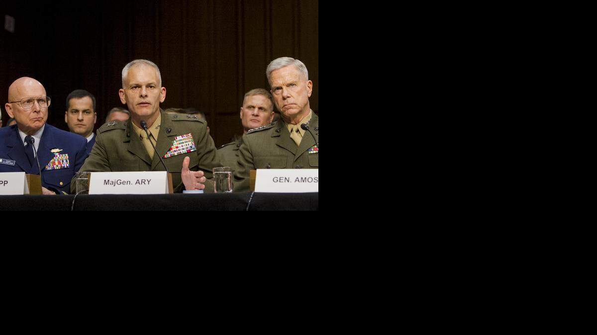 
Staff Judge Advocate to the Commandant of the Marine Corps Maj. Gen. Vaughn A. Ary testifies before the U.S. Senate Arms Services Committee, on Capitol Hill, in Washington D.C., June 4, 2013. 
