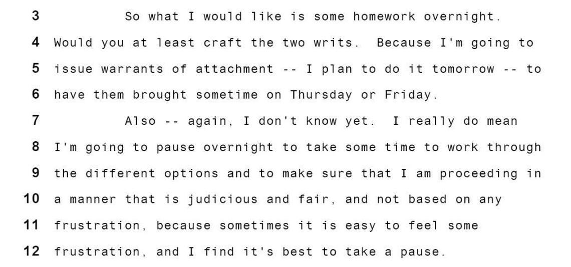 From the war court transcript of the Feb. 13, 2018, hearing.