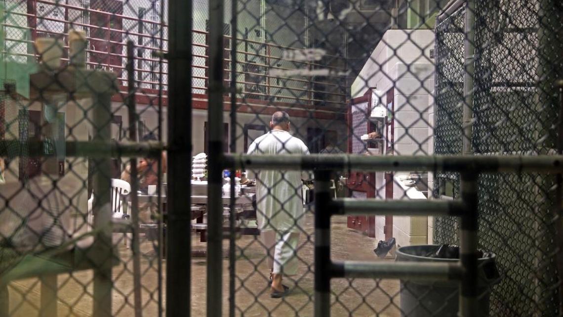 A cooperative captive is seen inside a communal cellblock at Camp 6, at the U.S. Navy base at Guantánamo Bay, Cuba, on Tuesday, Feb. 9, 2016, in this photo approved for release by the U.S. military.