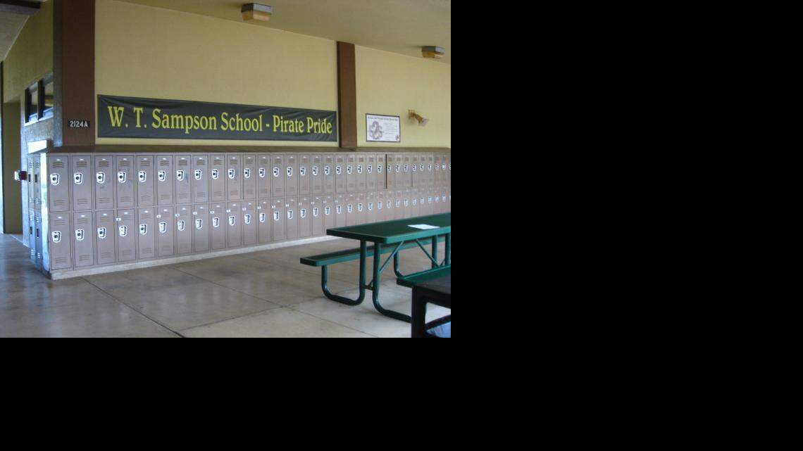 
A row of lockers at Guantánamo’s W.T. Sampson High School, behind the base’s Irish Pub, during the after-hours detention period on Dec. 15, 2014. The building is to be demolished once the Defense Department builds a new $65 million, 275-pupil K-12 school along the road to the old Camp X-Ray.
