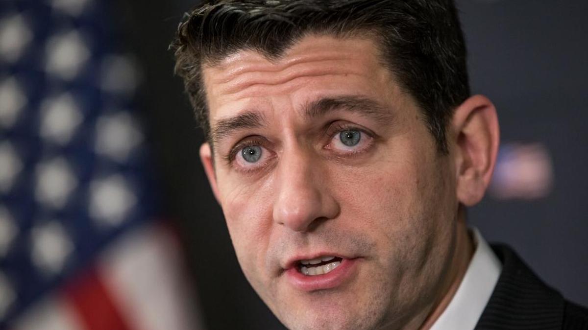 House Speaker Paul Ryan of Wisconsin tells reporters that Republicans are taking legal steps to stop President Barack Obama from closing the U.S. prison at Guantánamo Bay, Cuba, Wednesday, Feb. 24, 2016, during a news conference on Capitol Hill in Washington.