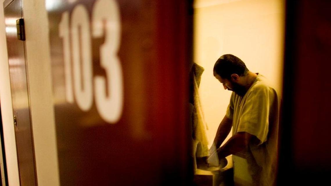 A Guantánamo prisoner held in single-cell confinement at Camp 5 on Nov. 19, 2008 in this photo approved for release by the U.S. military.