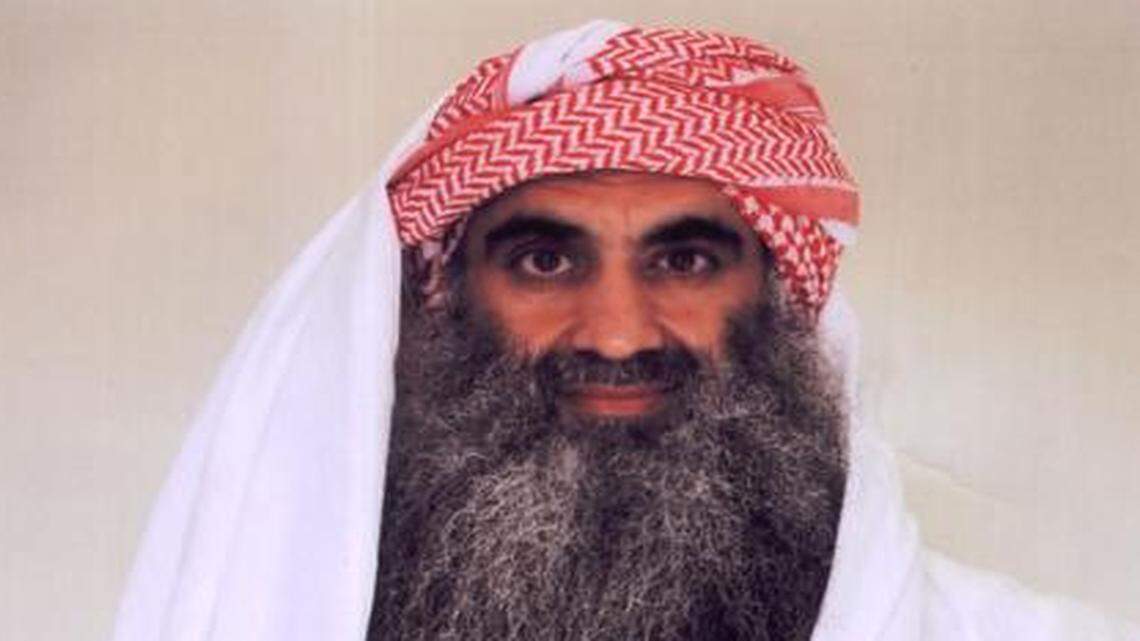 
Khalid Sheik Mohammed, accused of masterminding the Sept. 11, 2001 attacks, poses for the International Committee of the Red Cross in the summer of 2009 inside Camp 7 at the U.S. Navy base at Guantánamo. 
