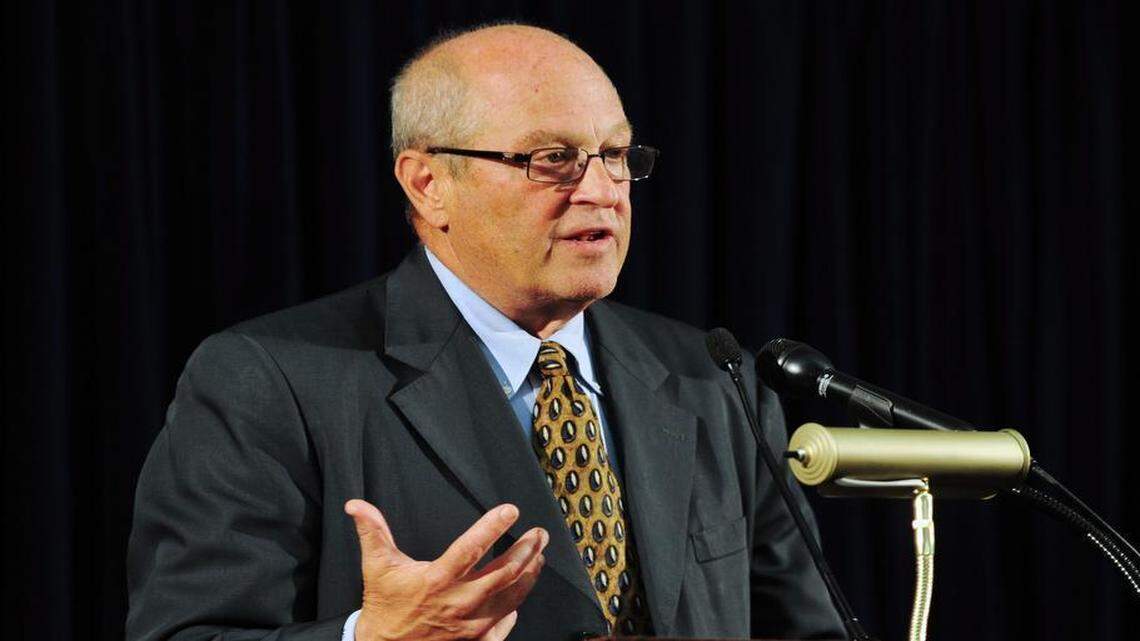 Richard Kammen, the lead defense attorney for Abd al Rahim al Nashiri, fields questions during a press conference at the U.S. Navy base at Guantánamo Bay, Cuba, on April 12, 2012.
