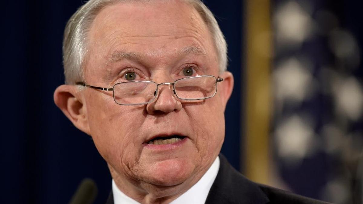Attorney General Jeff Sessions speaks at the Justice Department on Sept. 5, 2017.