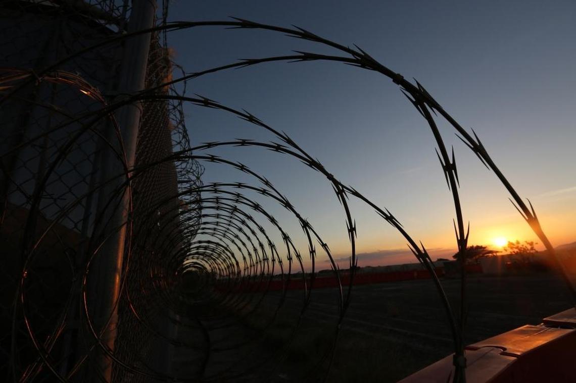 The sun sets on Guantánamo’s Detention Center, Feb. 10, 2017. The military approved release of this photo.