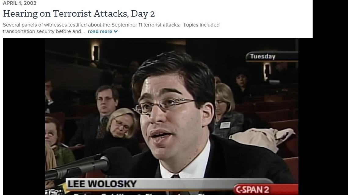 
In 2003, the next State Department Special Envoy for Guantánamo Closure, attorney Lee Wolosky, testified at a 
9/11 Commission hearing on the subject of cracking down on financing of terror and regulating Islamic charities.
