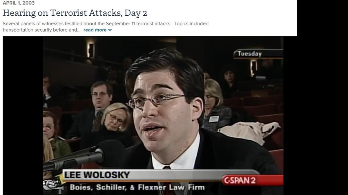 
In 2003, the next State Department Special Envoy for Guantánamo Closure, attorney Lee Wolosky, testified at a 
9/11 Commission hearing on the subject of cracking down on financing of terror and regulating Islamic charities.
