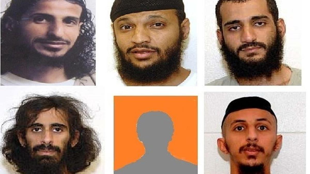 All nine men sent to Saudi Arabia Saturday were Yemeni citizens with family now living in the Saudi kingdom. From left, Tariq Ba Odah, 38, born in Yemen; Ahmed Hikmi, 44, born in Yemen; Mansour Muhammed Ali Qatta, 34, born in Taif, Saudi Arabia. Middle row, Abdul Rahman Nasir, 36, born in Yemen; Ali al Raimi, 33, born in Yemen, not shown; Mohammed al Hamiri, 34, born in Yemen. Bottom from left, Ahmed Kuman, 36, born in Jeddah, Saudi Arabia; not shown: Abdul Rahman al Qyati, 40, born in Jeddah, Saudi Arabia; Mashur al Sabri, 38, born in Mecca, Saudi Arabia.