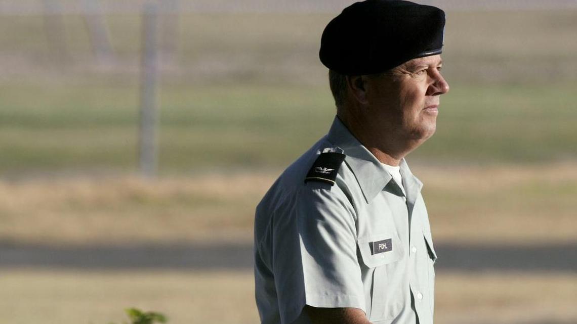 Army Judge Col. James L. Pohl headd to a court-martial case proceeding at Fort Hood, Texas, on July 7, 2005.