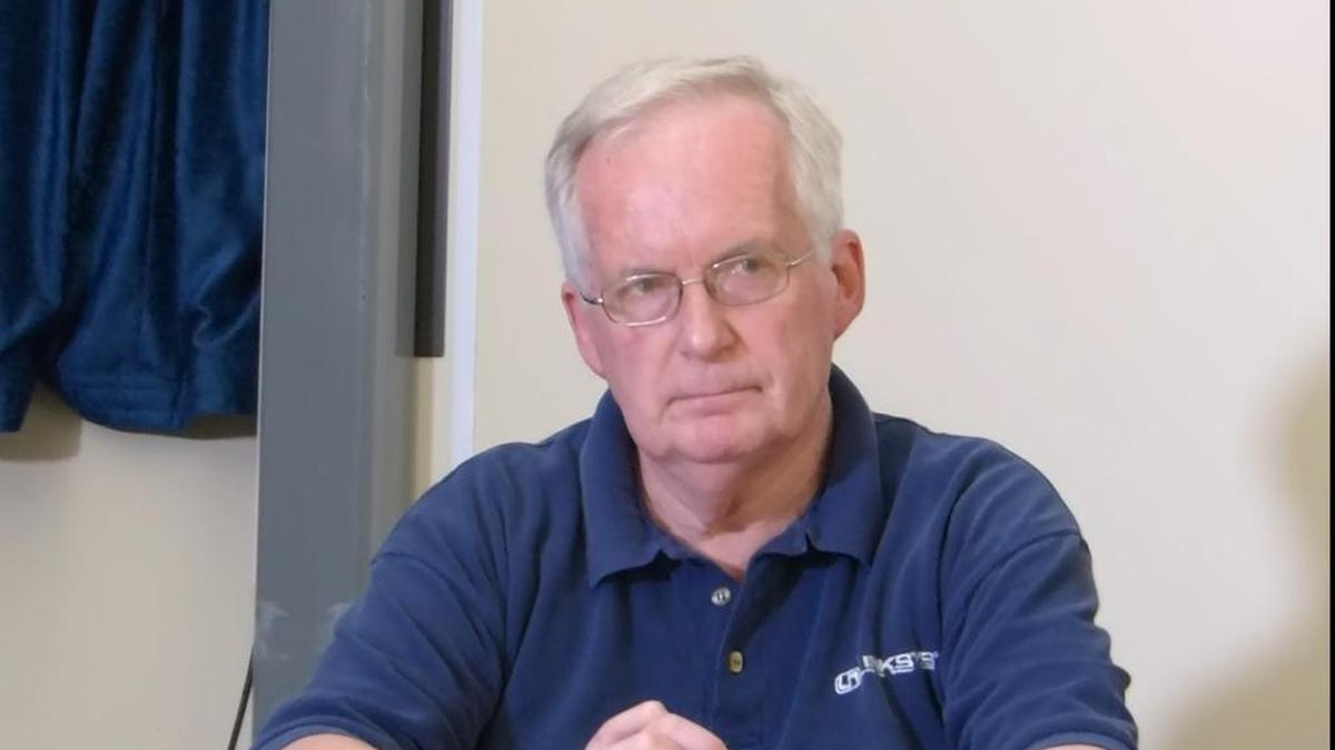 Attorney Jim Harrington for Ramzi bin al Shibh speaking to reporters at Camp Justice, the U.S. Navy base at Guantánamo in April 2014.