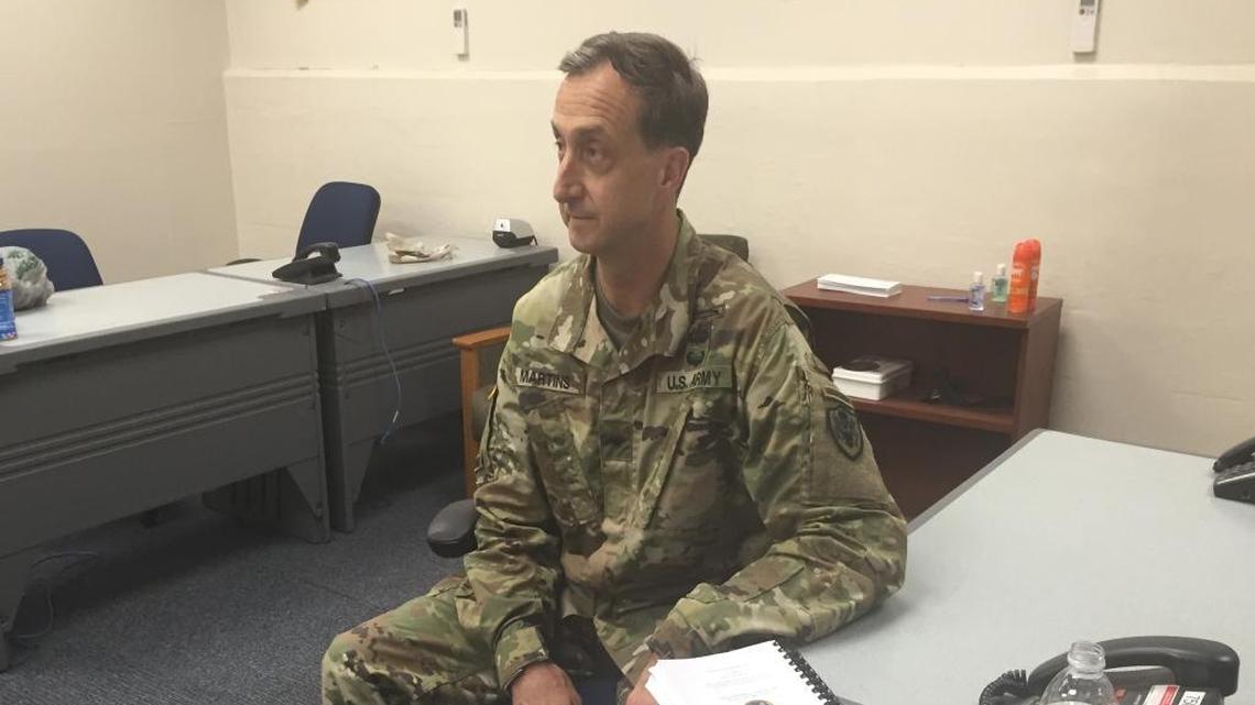 Army Brig. Gen. Mark Martins, chief war crimes prosecutor, briefs reporters on July 17, 2016.