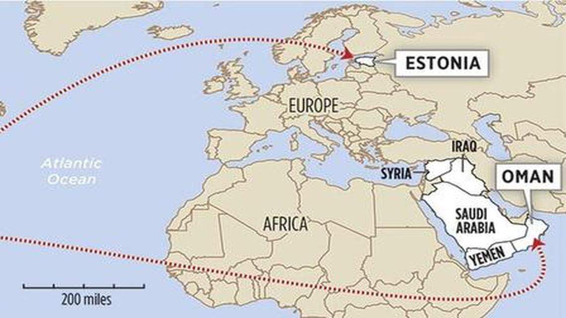 
The Department of Defense transferred five Yemeni detainees from the U.S. prison camps in southeast Cuba to resettlement in Oman and Estonia Wednesday, Jan. 14, 2015. Neither country had taken in cleared captives before.
