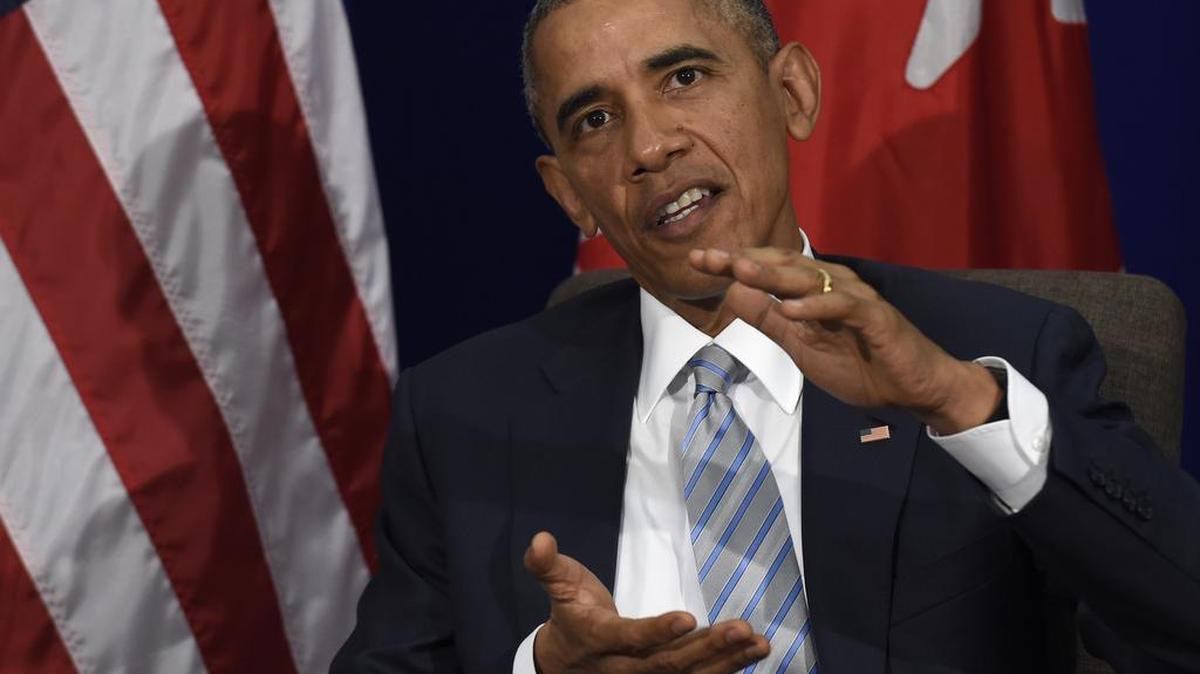 President Barack Obama answers a reporters question during a meeting with Canada’s Prime Minister Justin Trudeau at the Asia-Pacific Economic Cooperation summit in Manila, Philippines, Thursday, Nov. 19, 2015.