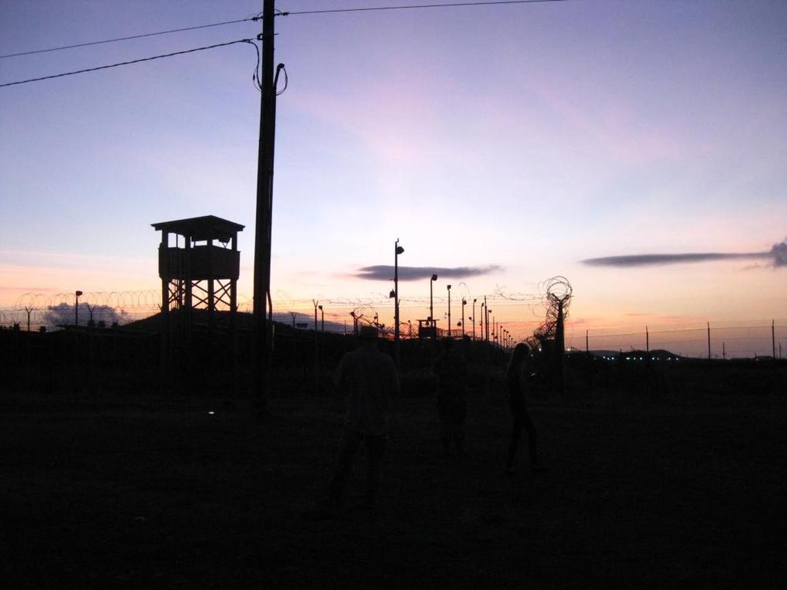 Visitors on a media tour of the Detention Center Zone at the U.S. Navy base at Guantánamo Bay, Cuba, were permitted to take sunrise photos of a now vacant part of Camp Delta on Saturday, July 29, 2017. The U.S. military approved this photo for release.