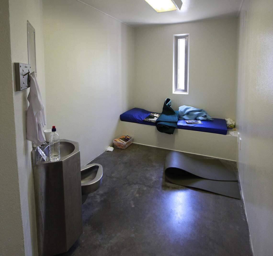 A single-occupant cell in Camp 5 at the U.S. Navy base at Guantanamo, Bay, Cuba.