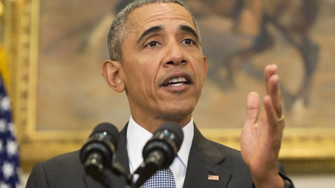 President Barack Obama talks about the plan to close the detention center at Guantánamo Bay, Cuba. from the Roosevelt Room of the White House in Washington, Tuesday, Feb. 23, 2016,
