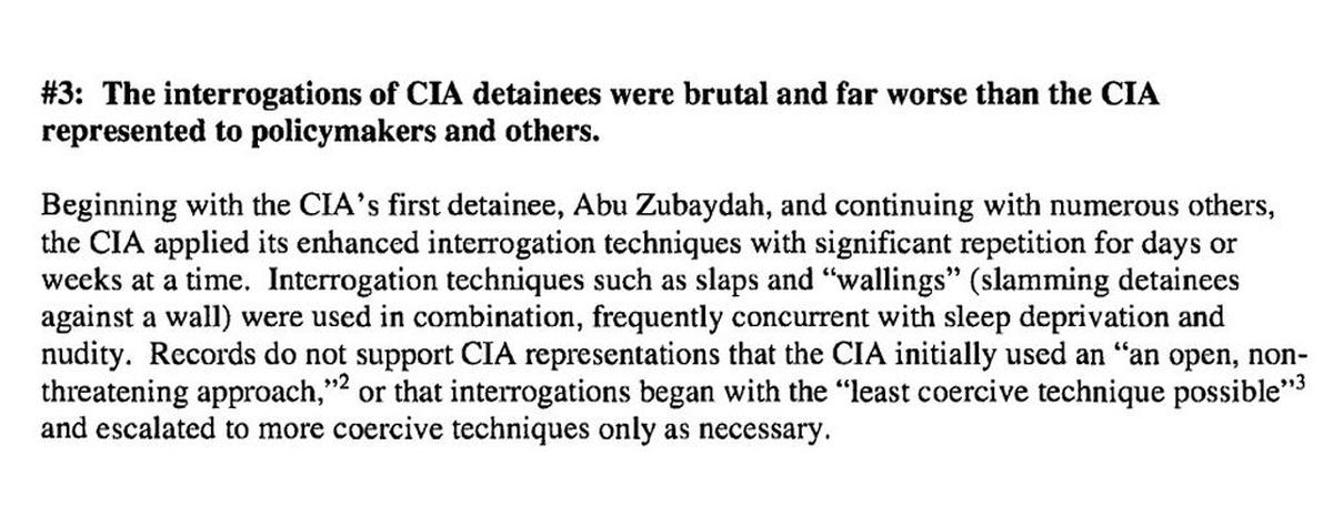 A finding on page 3 in the Senate Intelligence Committee’s so-called Torture Report executive summary approved for release Dec. 13, 2012