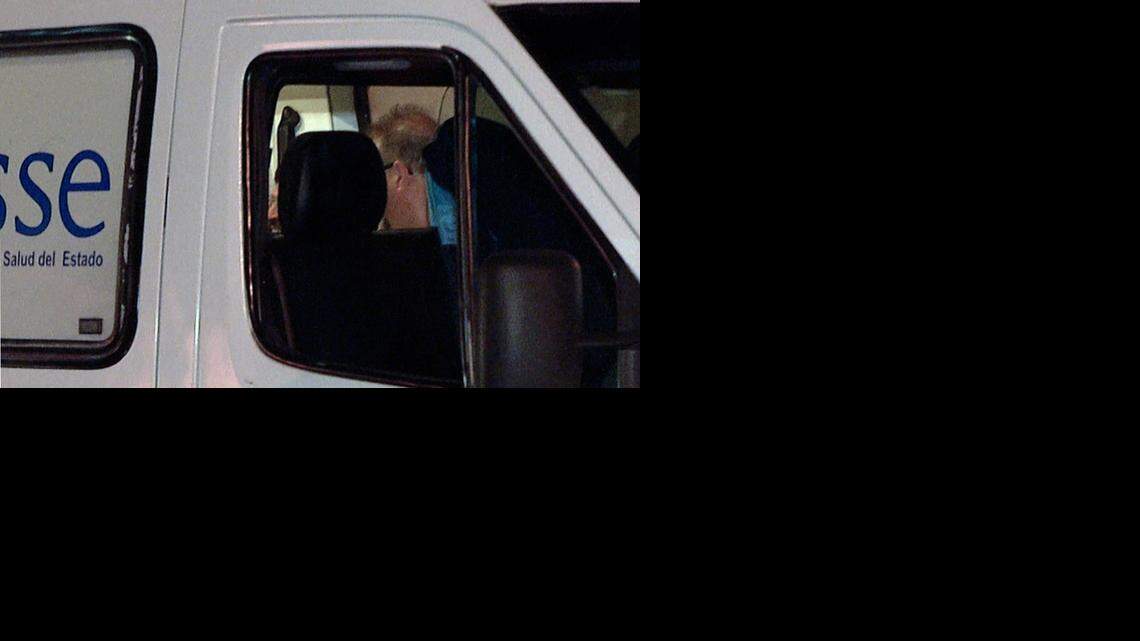 
An ambulance transporting some of the six detainees arriving from Guantanamo heads for the Military Hospital in Montevideo, early on Sunday. 
