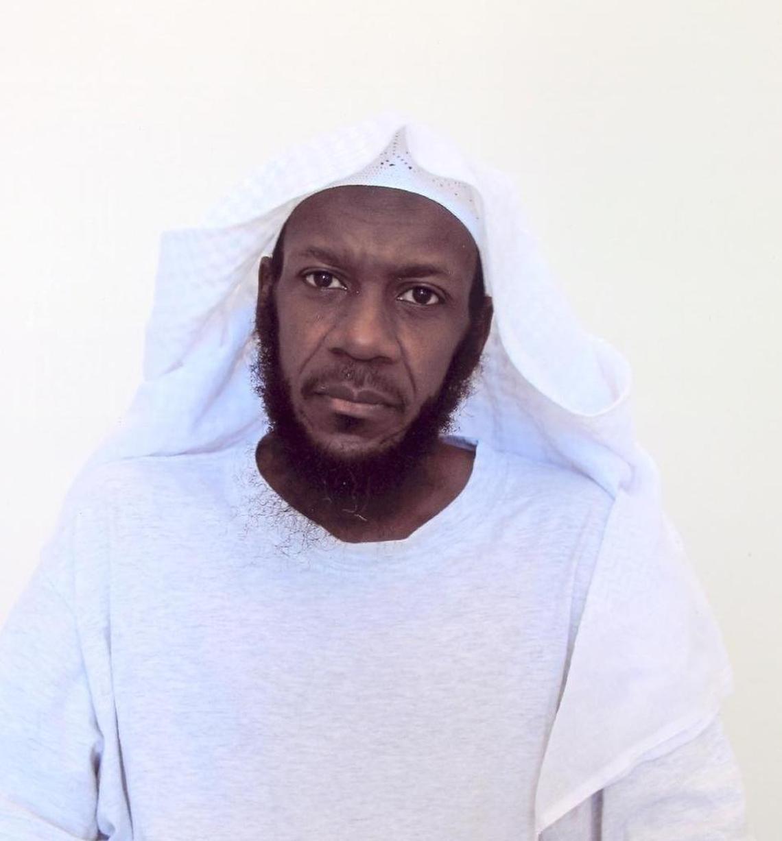 Mustafa al Hawsawi posing for the International Red Cross at Guantánamo in the summer of 2015.