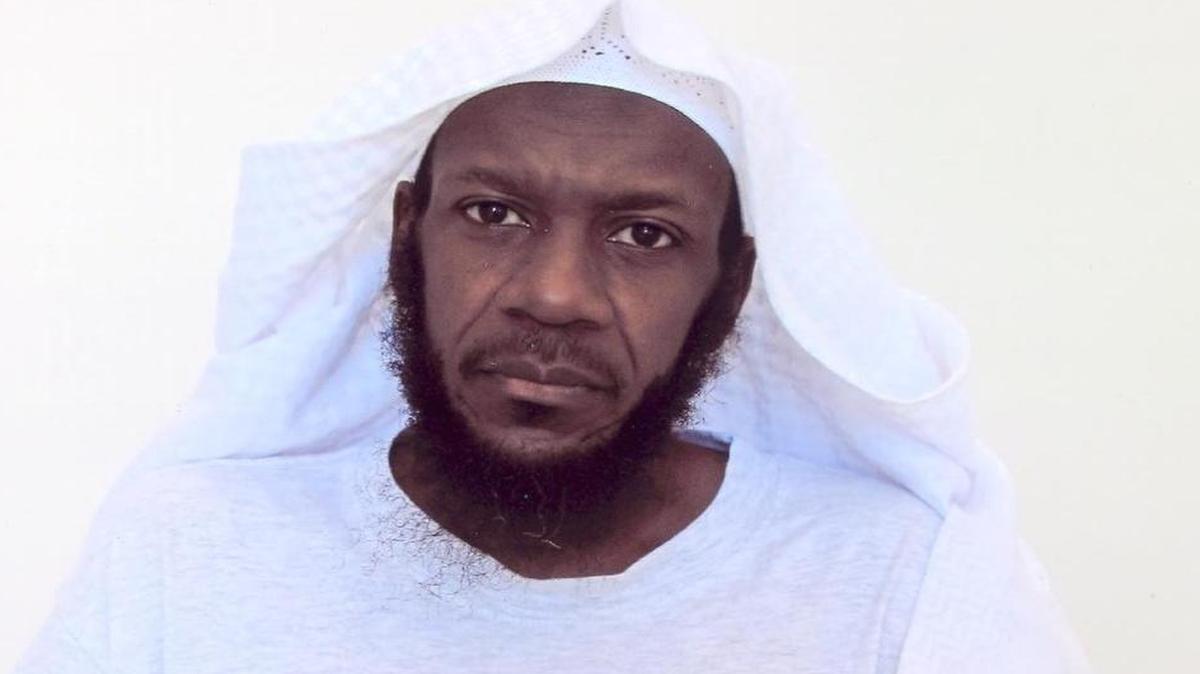 Mustafa al Hawsawi posing for the International Red Cross at Guantánamo in the summeer of 2015.