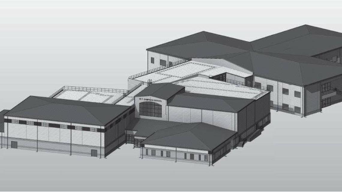 A drawing of the future W.T. Sampson School campus provided to the Miami Herald by the Munilla Construction Management, MCM, on Thursday, July 7, 2016.