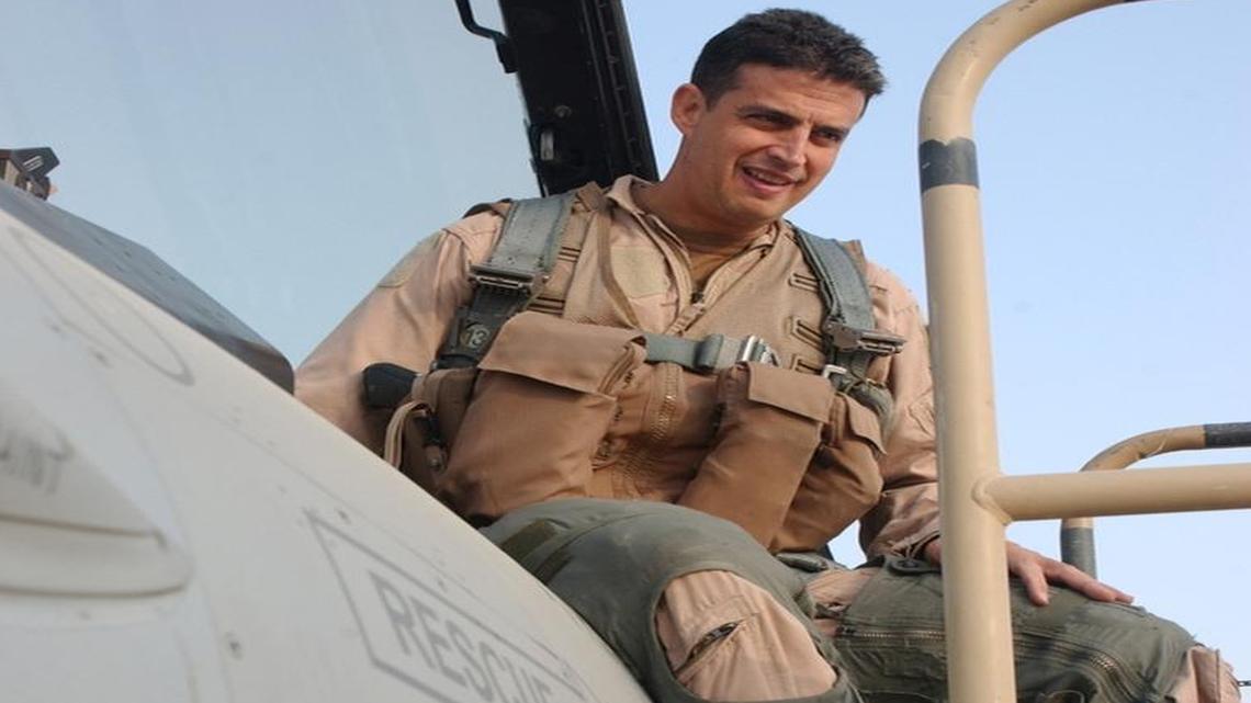 
Then-Air Force Reserve F-16 pilot Lt. Col. Jose Monteagudo climbs into his cockpit after spending the night at Ali Base, Iraq, because of a weather diversion. Monteagudo, then assigned to the 332nd Expeditionary Fighter Squadron, Balad Air Base, Iraq, was deployed from the 482d Fighter Wing, Homestead Air Reserve Base, Fla. F-16s to support coalition ground forces during Operation Iraqi Freedom. 
