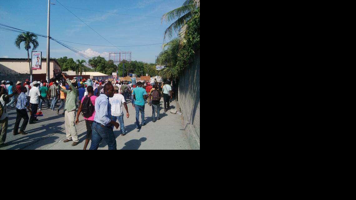 
Protesters in Port-au-Prince on Friday call for President Michel Martelly to resign. 
