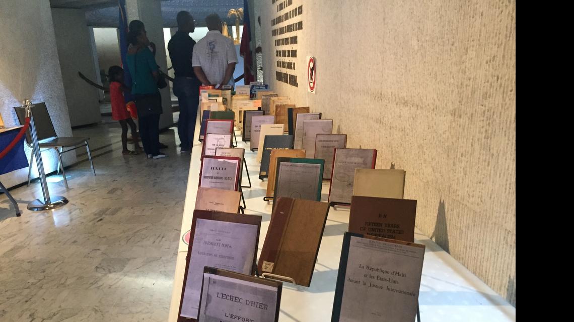 
More than four dozen books about the 19-year U.S. occupation of Haiti are on display in the national pantheon museum, MUPANAH, in Port-au-Prince as part of a month-long commemoration of the centenary.
