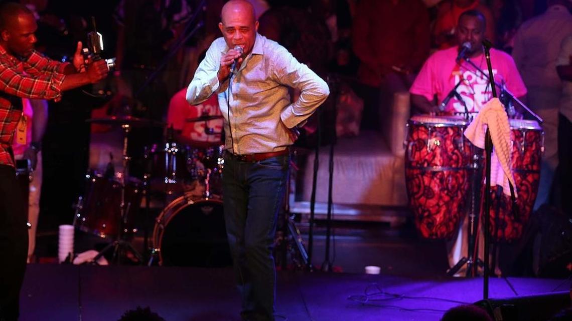 Michel Joseph Martelly, or “Sweet Micky,” is the former president of Haiti (2011- 2016). Here he is seen during a performance after leaving the Haitian presidency at Cafe Iguana Pines in Pembroke Pines on Thursday, May 19, 2016.
