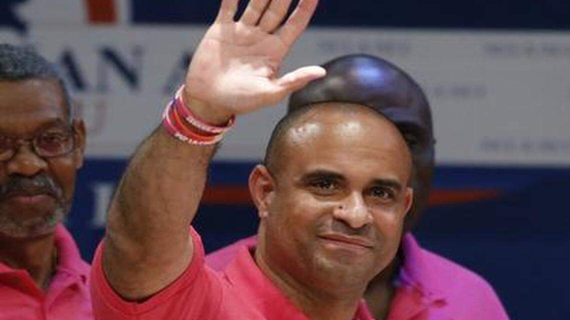 
Haiti's Prime Minister Laurent Lamothe and members of his government held a town hall meeting at North Miami Senior High. It was the first time they brought their "Gouvenman An Lakay Ou" concept outside of Haiti on Saturday, July 19, 2014.

