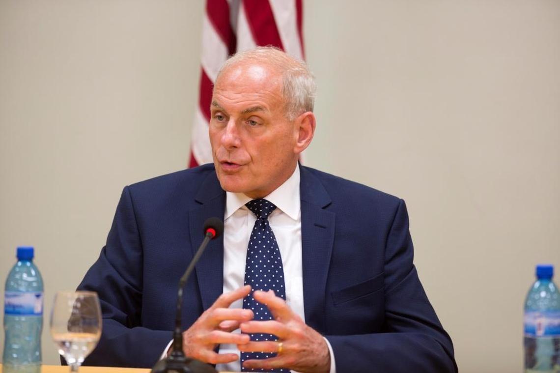 U.S. Homeland Security Secretary John Kelly attends a joint press conference with Haiti's President Jovenel Moise at the National Palace in Port-au-Prince, Haiti, Wednesday, May 31, 2017. Kelly traveled to Haiti for a brief visit less than two weeks after the Trump administration suggested that 58,000 Haitians in the U.S. should get ready to return home.