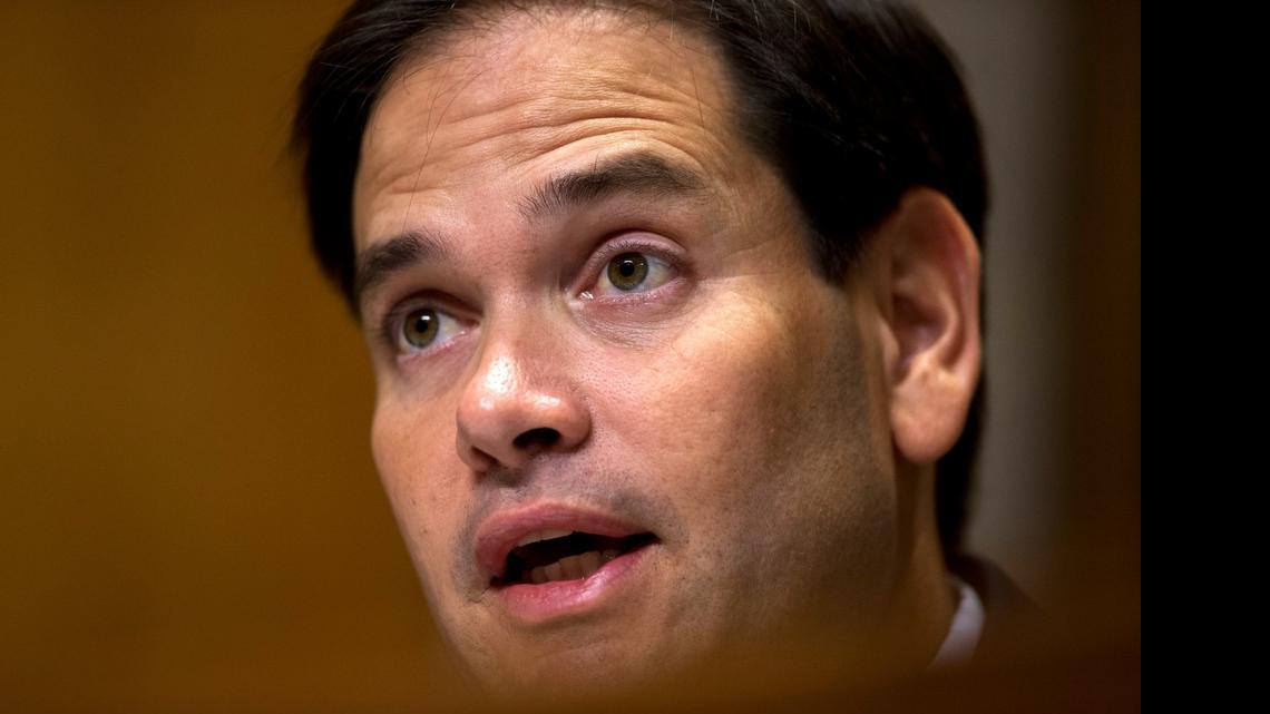 
Republican presidential candidate, Sen. Marco Rubio, R-Fla., presides over Senate Foreign Relations Committee, subcommittee on Western Hemisphere, Transnational Crime, Civilian Security, Democracy, Human Rights, And Global Women's Issues hearing on overview of U.S. policy towards Haiti prior to the elections, Wednesday, July 15, 2015, on Capitol Hill in Washington. 
