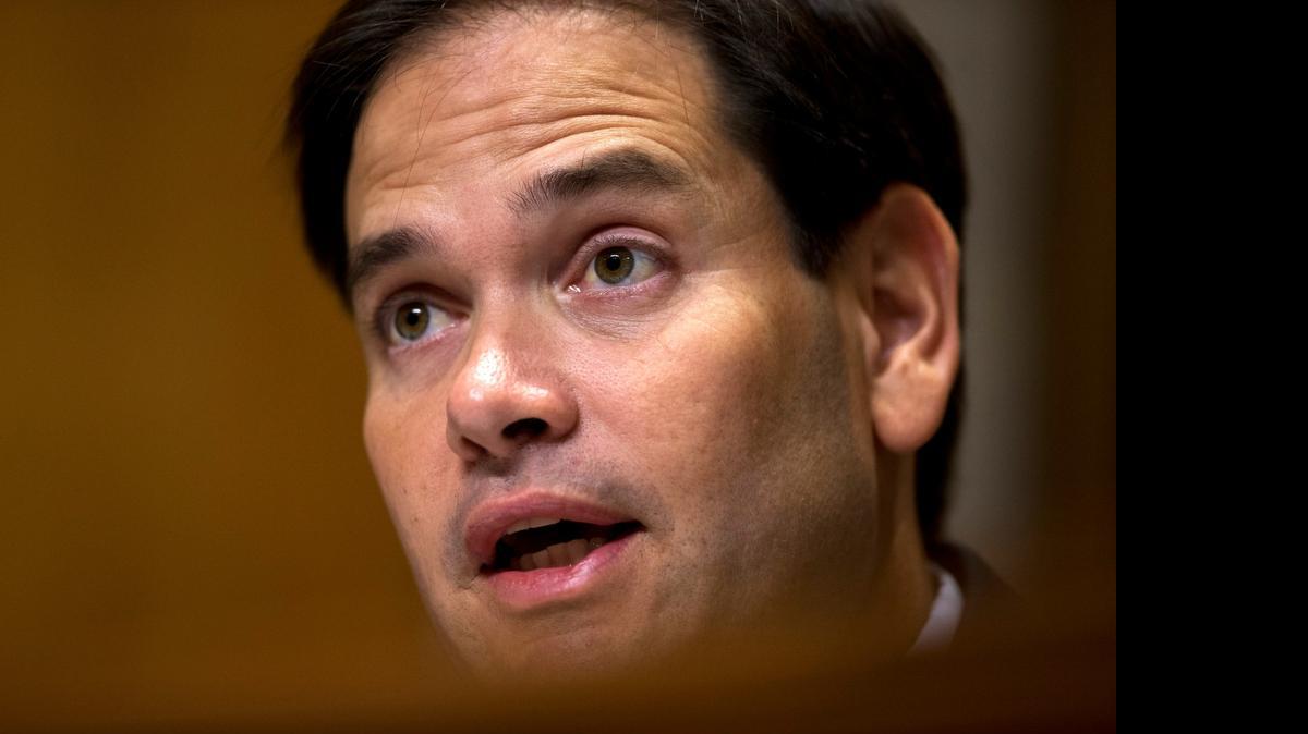 
Republican presidential candidate, Sen. Marco Rubio, R-Fla., presides over Senate Foreign Relations Committee, subcommittee on Western Hemisphere, Transnational Crime, Civilian Security, Democracy, Human Rights, And Global Women's Issues hearing on overview of U.S. policy towards Haiti prior to the elections, Wednesday, July 15, 2015, on Capitol Hill in Washington. 

