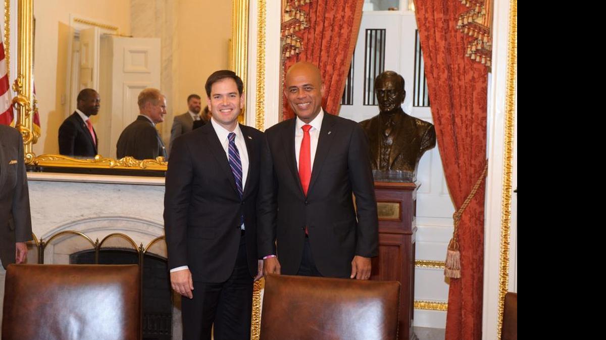 
U.S. Sen. Marco Rubio, R-Fla., meets with Haitian President Michel Martelly. 
