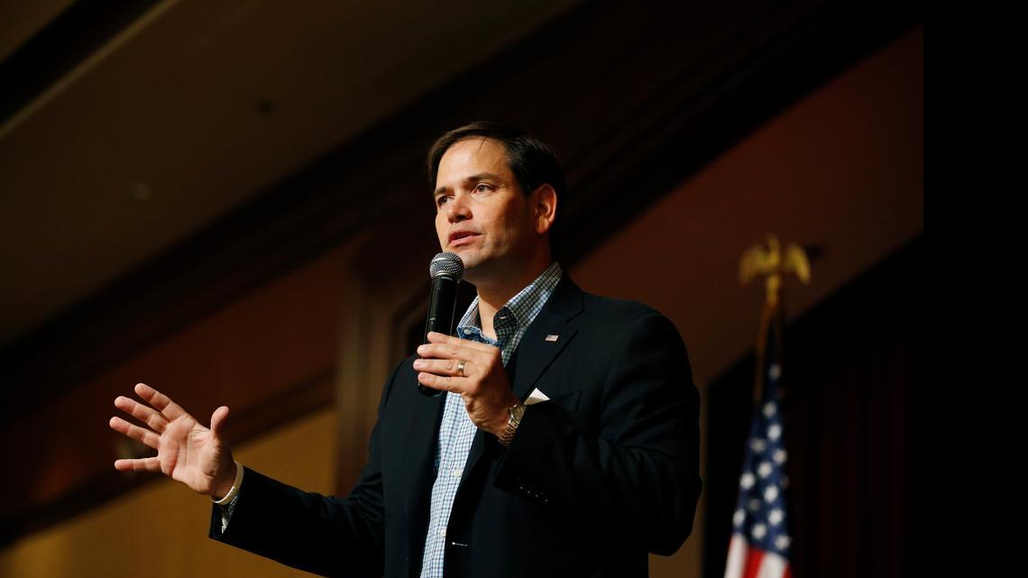 
Republican presidential candidate Sen. Marco Rubio, R-Fla., speaks at a campaign event Saturday, July 11, 2015, in Henderson, Nev. 
