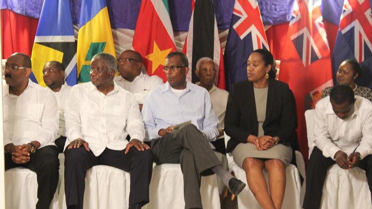 Caribbean Community (Caricom) leaders attend opening ceremony Monday. The regional bloc is meeting in Belize for a two-day summit that started Tuesday and ends Wednesday.